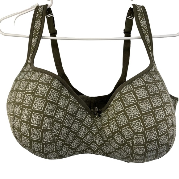 Cacique Other - CACIQUE green geometric print balconette underwire bra 44F